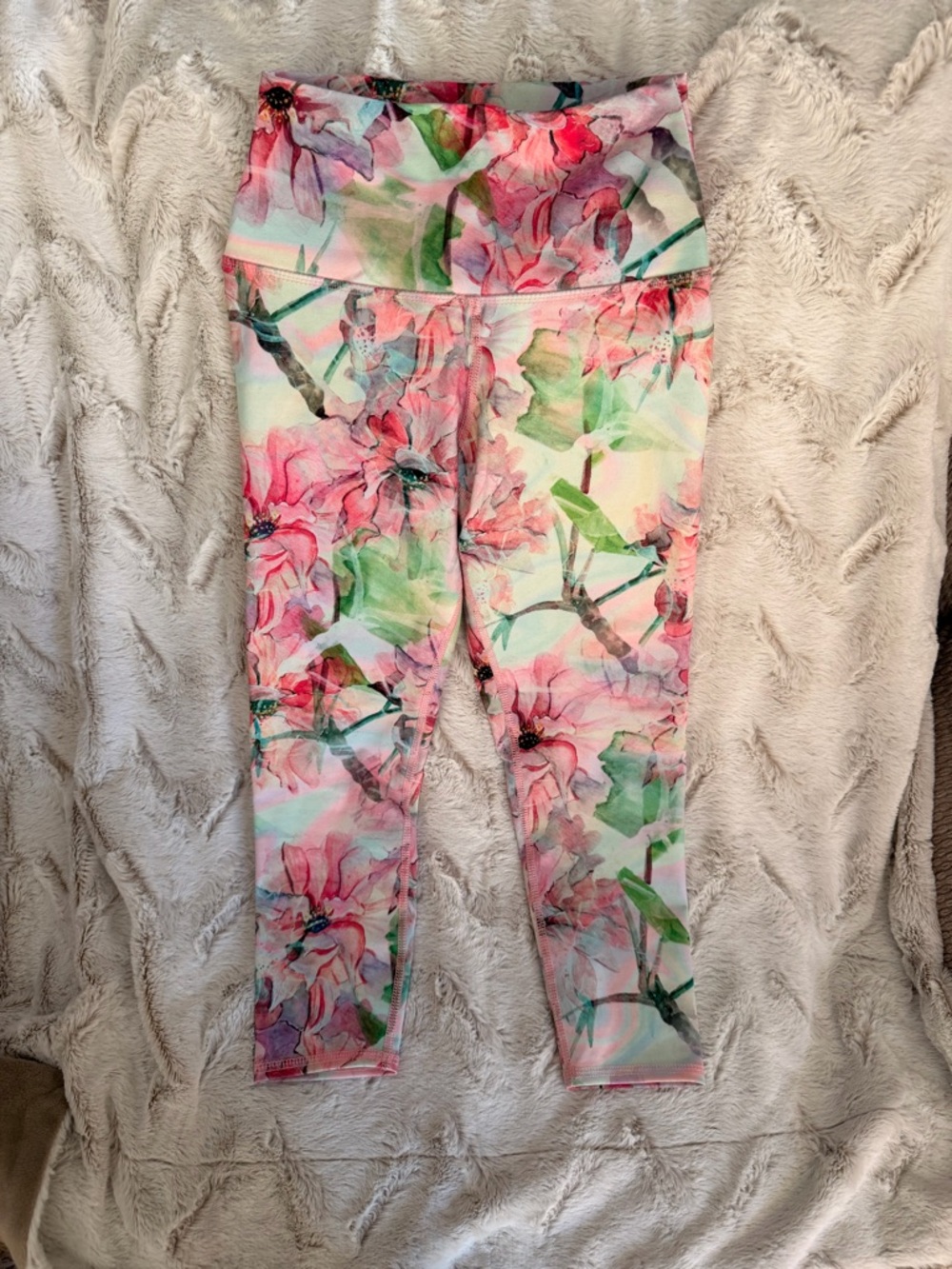 Floral Print Leggings - Pink & Green (Activewear)
